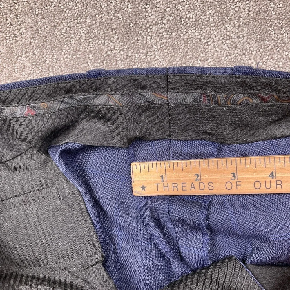 Lauren Ralph Lauren Pants Men 42W 32L‎ Blue Plaid Wool Stretch Dress Trousers